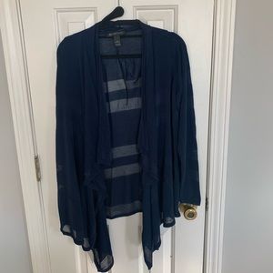 Navy size 0x cardigan with pointed tips